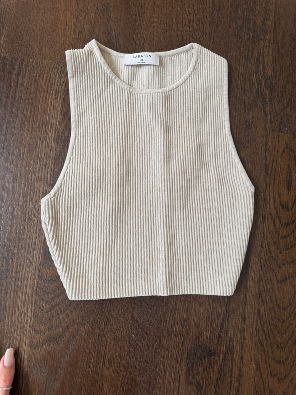 Babaton Ivory Ribbed Cropped Tank